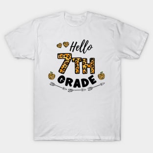 Hello 7th Grade Leopard Back To School T-Shirt